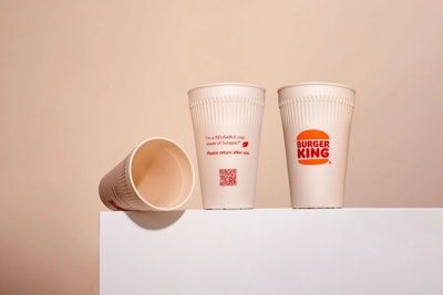 The cups used in Burger King's reusable cup pilot in Finland can be broken down by natural microbes after 200 uses.