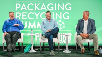 (From l. to r.) Jim Marcinko of WM, Justin Davis of AMP, and Jeff Snyder, of Rumpke Waste & Recycling explained the economics of MRFs.