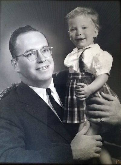 Founder Charles Colbert with daughter and now CEO of Colbert Packaging Nancy Colbert MacDougall.
