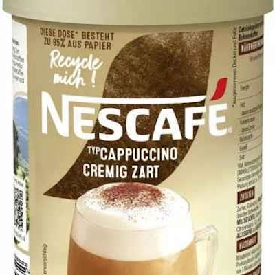 Nescafé's new paper-based coffee mix packaging is part of Nestlé's larger effort to reduce the use of virgin plastic by a third compared to 2018.