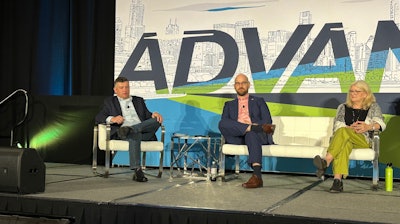 Krieger (center) says that recycling is local, so it's difficult for brands to communicate hyper-local recycling instructions on labels that are bound to be distributed across regions or even the country.