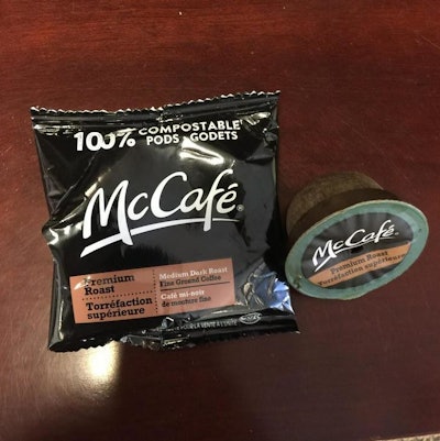 McDonald's new McCafé compostable espresso capsules can be composted through a mail-back program with Terracycle.