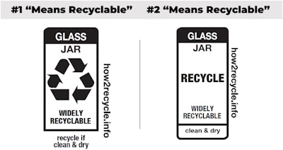 When asked “Which of these means recyclable to you?” respondents favored the existing chasing arrows symbol (left).