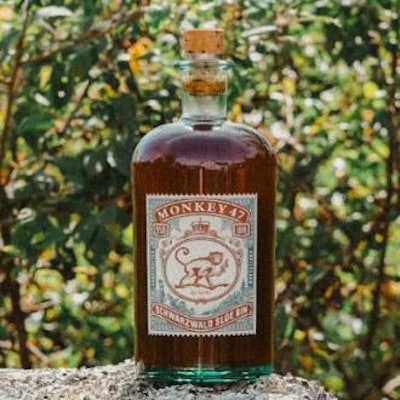 Pernod Ricard brand Monkey 47 has transitioned its bottle from one made with 18% recycled content to one made with 95% PCR glass.