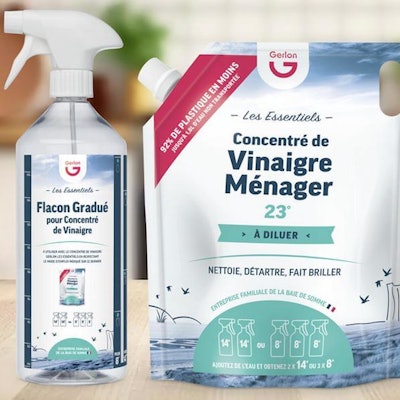 Gerlon's new vinegar concentrate refills are sold in 100% recyclable bottles.