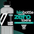 The Win Win water bottles, including the label and cap, are made entirely from Luminy PLA polylactic acid from TotalEnergies Corbion. Image courtesy of TotalEnergies Corbion.