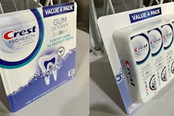 P&G's Crest Pro Health four-count value packs are in an all-paper blister using Atlantic Packaging cardstock, formed on Starview blister equipment.