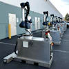 Model CP-200 collaborative palletizers take up very little space and do not require a cage. Systems are available for lease or short-term rental.