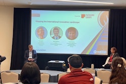 Tim Sykes, Brand Director, Packaging Europe, Neil Cameron, Partner, Emerald Technology Ventures, and Linda Roman, Director, NA R&D Fellow, Packaging R&D, Kraft Heinz Company at SPC Impact in Seattle.