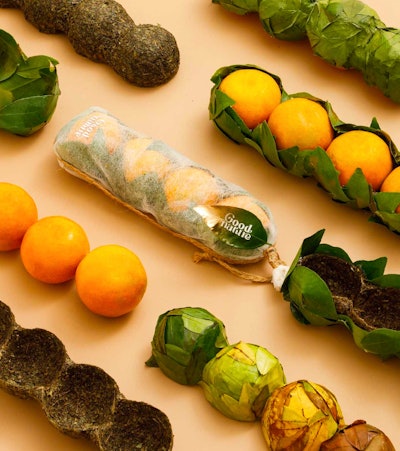 The orange leaf packaging can naturally decompose into fertilizer, enriching the soil and completing a full ecological cycle