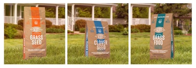 Scott’s new O.M. Scott & Sons natural lawn care line is packaged in an open-mouth kraft SOS (self-opening sack) made from more than 90% FSC-certified paper with a thin OPP layer for barrier. Image courtesy of ScottsMiracle-Gro.
