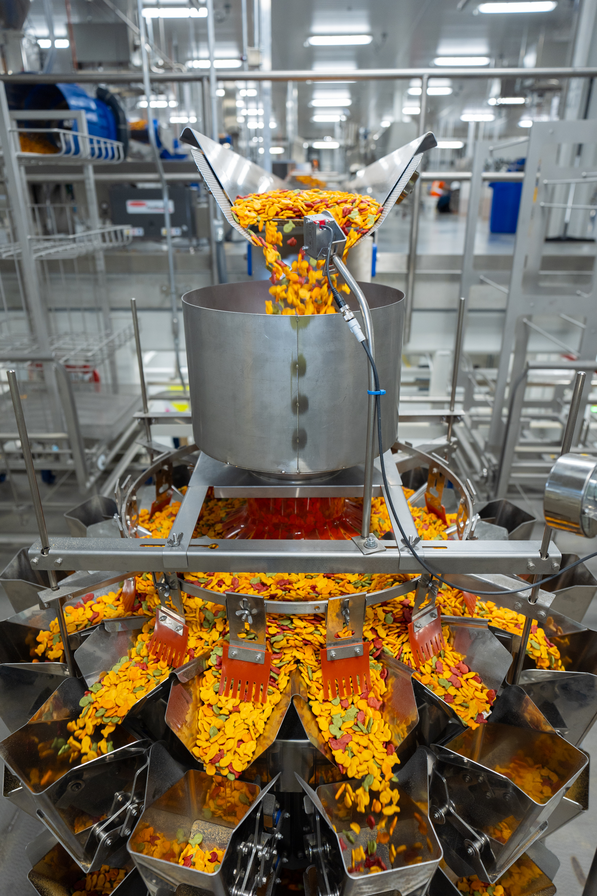 The new line has significant flexibility that allows it to handle a wide range of the 140 product SKUs produced in Richmond, including smaller batch limited-edition or seasonal Goldfish flavors.