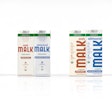 The above image shows Malk Organics' oat and almond milk product packaging before (left) and after (right) its redesign.