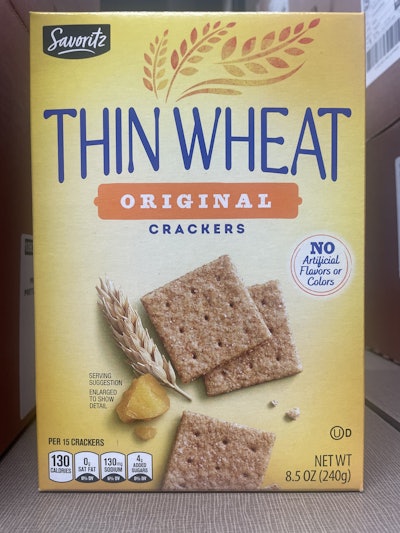 Aldi's private-label Thin Wheat crackers.