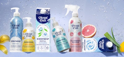 Clean Cult’s redesigned refillable/reusable packaging system features prefilled aluminum bottles and recyclable paperboard cartons in fresh, scent-forward designs.