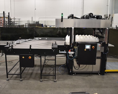 The Half Height Automatic (HHA) 5000 Depalletizer is capable of unloading half height pallets of glass, plastic or metal.