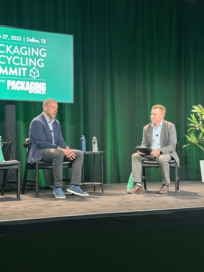 Jeff Bezzo, executive director of plastic & packaging sustainability at SC Johnson (left) with Matt Reynolds, chief editor at Packaging World