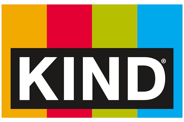 Kind's new logo features the brand's four-color bars now surrounding the wordmark.