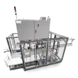 Industrial packaging machine with metal framework and control panel
