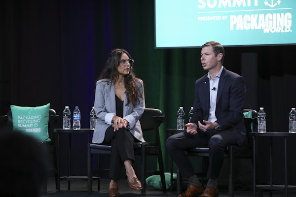 Lisa Huett, director of sustainability for Pretium Packaging, and Nate McCrary, director of business development for LyondellBasell