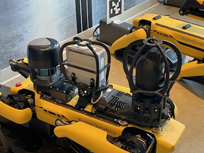 This is another version of Spot we were shown with a variety of sensors attached to its back in addition to the one on the very front of the chassis.