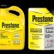 Prestone’s legacy 1-gallon HDPE jug (left) remains in the market for full flush-and-fill use cases, while a new 1-quart flexible pouch (right) enters the lineup to address top-off needs. The pouch, which uses 60% less plastic, is designed to be self-standing without secondary packaging and features a child-resistant spout.
