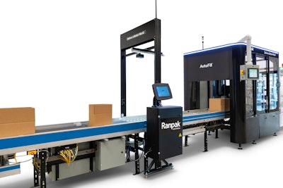The DecisionTower™ uses machine vision and AI to detect package contents and identify the precise amount of void fill material needed to offer optimal product protection. It then communicates that information to the AutoFill™ machine, which dispenses the paper void fill, closes, and seals the box.