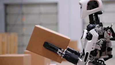 Humanoid robots like Apptronik's Apollo are capable of completing repetitive tasks on the CPG plant floor, like repetitive lifting or material replenishment.
