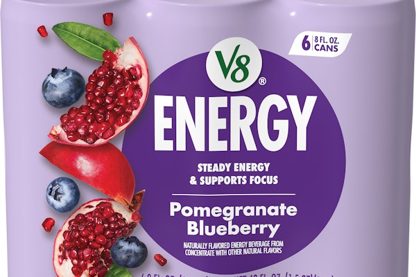V8 Energy's new package design features simplified and focused fruit imagery and flavor-specific coloring.