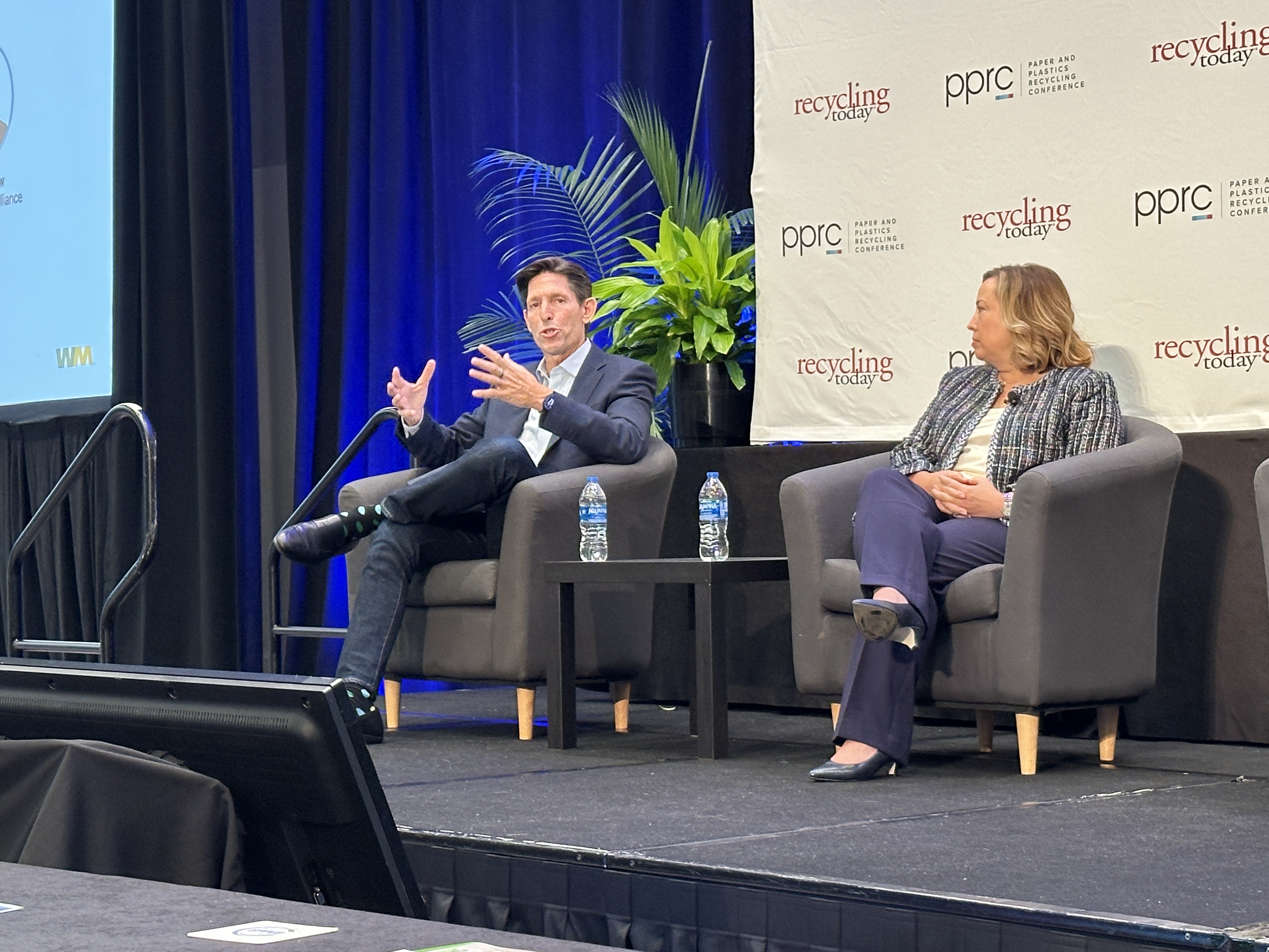 Jeff Fielkown (left), CEO of the Circular Action Alliance, and Lynn Dyer, Executive Director of AMERIPEN, agree that when EPR is done carefully, with adherence across brand producers, recycled material end markets can look a lot more stable and attractive.