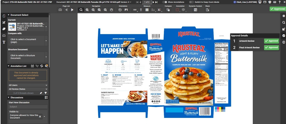 Krusteaz เพิ่มความคล่องตัวในการจัดการอาร์ตเวิร์คของบรรจุภัณฑ์ Krusteaz เพิ่มความคล่องตัวในการจัดการอาร์ตเวิร์คของบรรจุภัณฑ์