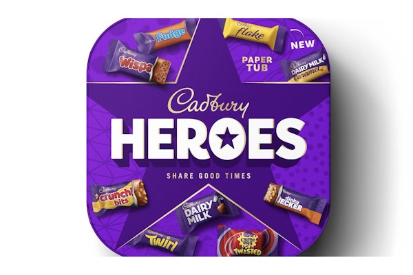 The new paper tubs for its Cadbury Heroes assortment of miniature chocolates were developed in partnership with DS Smith over several years of R&D.