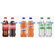 Lightweighting continues to drive measurable progress in packaging reduction. Coca-Cola’s redesigned bottles, shown here across several brands, lower PET weight from 21 g to 18.5 g for key sizes, a 12% reduction expected to cut PET use by 3 megatons by 2025.