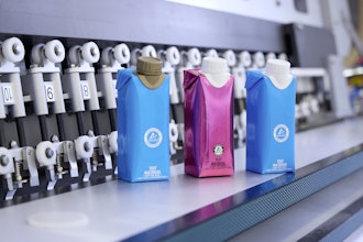 Tetra Pak® test packs with plastic caps glued on.