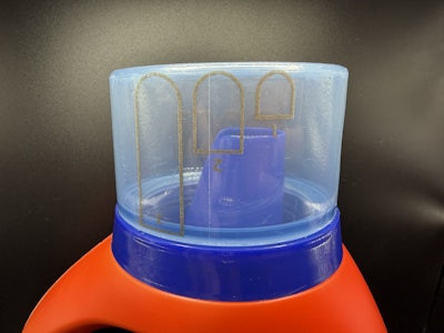 Fill line indicators on a closed cap, without detergent.