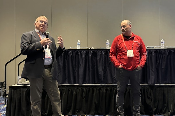 Jerry Plessing (left) digital solutions architect, and Lance Fountaine, CPG industry consultant (formerly with Cargill), presented Rockwell's vision for selling packaging line modernization up through your orgnaizaiton.