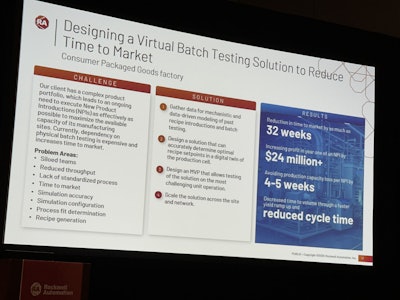 A CPG plant applied a virtual batch-testing digital twin to speed new product introductions. The model cut time-to-market by up to 32 weeks, delivered more than $24 million in first-year profit gains, and avoided 4–5 weeks of capacity loss per NPI.