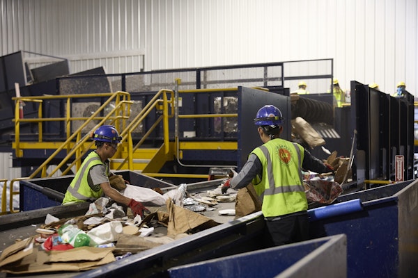 Sortation on a belt at a material recovery facility (MRF).
