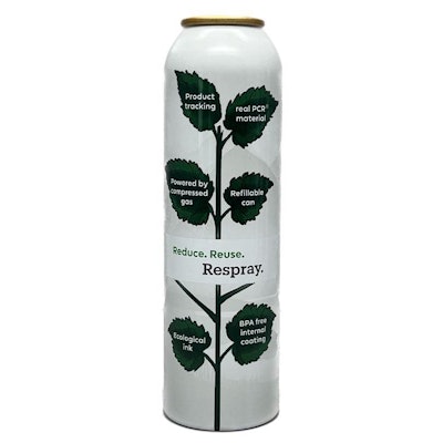 The can is designed to be reused up to five times and the aluminum body is produced from 100% recycled content.