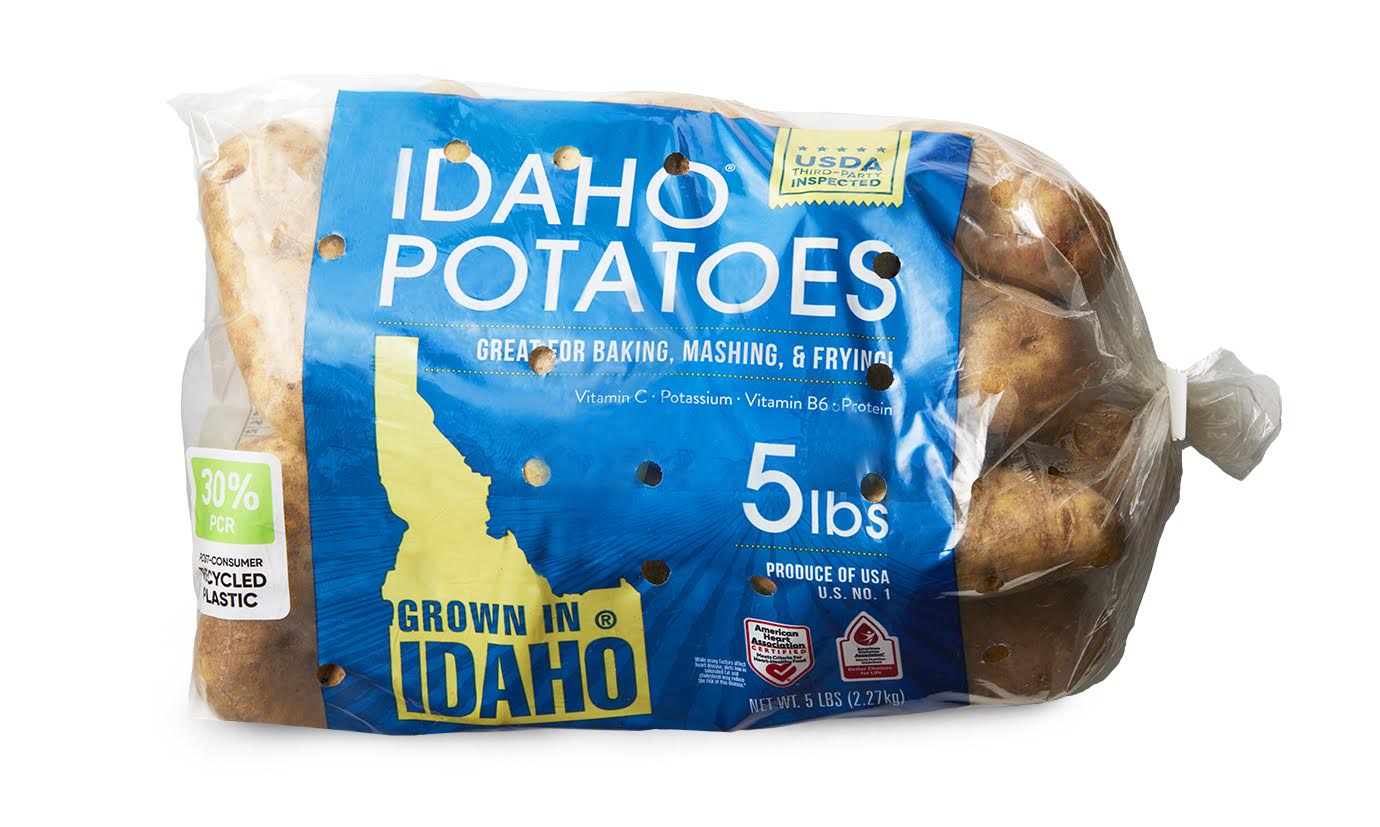 Wada Farms&rsquo; new 30% post-consumer recycled potato bag for Walmart is the first known food-contact PCR film in the retail potato market.