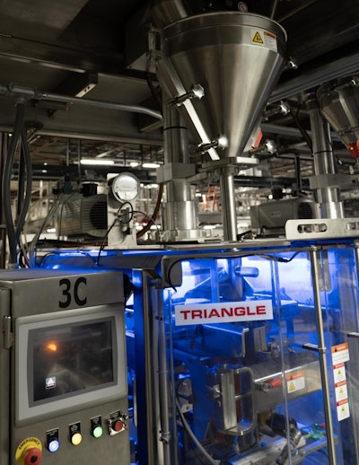 At the heart of the modernization was the installation of a total of 15 paired auger fillers/vertical baggers like the pair shown here.