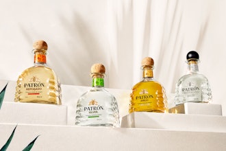 Patrón's new bottle design retains the bell-shaped silhouette and ball-shaped cork of the legacy bottle, but makes updates in features including the bottle shape and elevated bee logo.