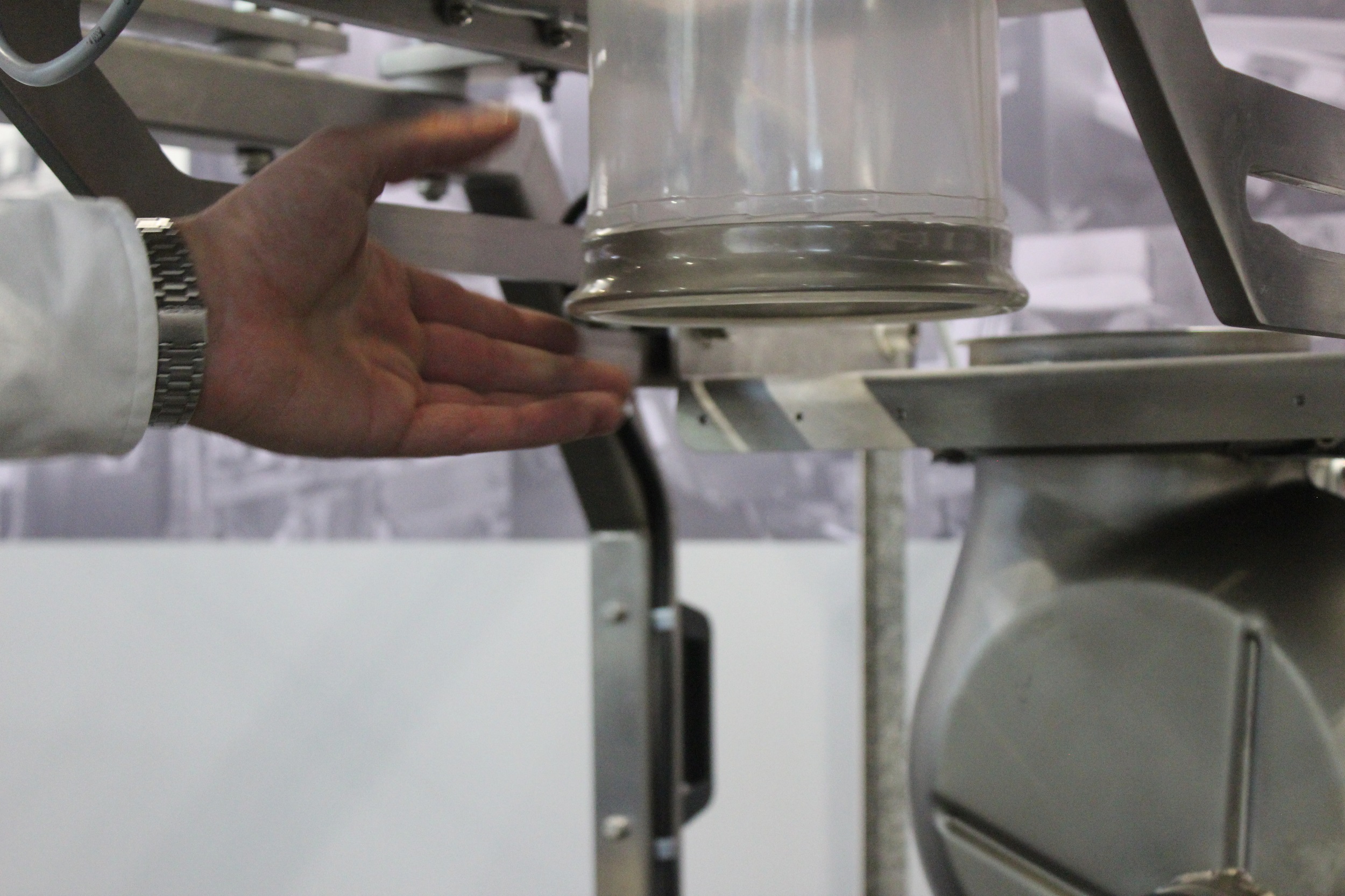 A roll-out valve reject system on Fortress gravity systems is much faster to sanitize.