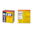 Old Bay Seasoning in tin: McCormick’s Old Bay returns to its classic printed tin canister—iconic blue-and-yellow graphics with a red lid—shown here with front panel and back label (nutrition facts/recipes).