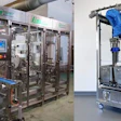 Industrial packaging machinery with filling and bottling equipment in manufacturing facility