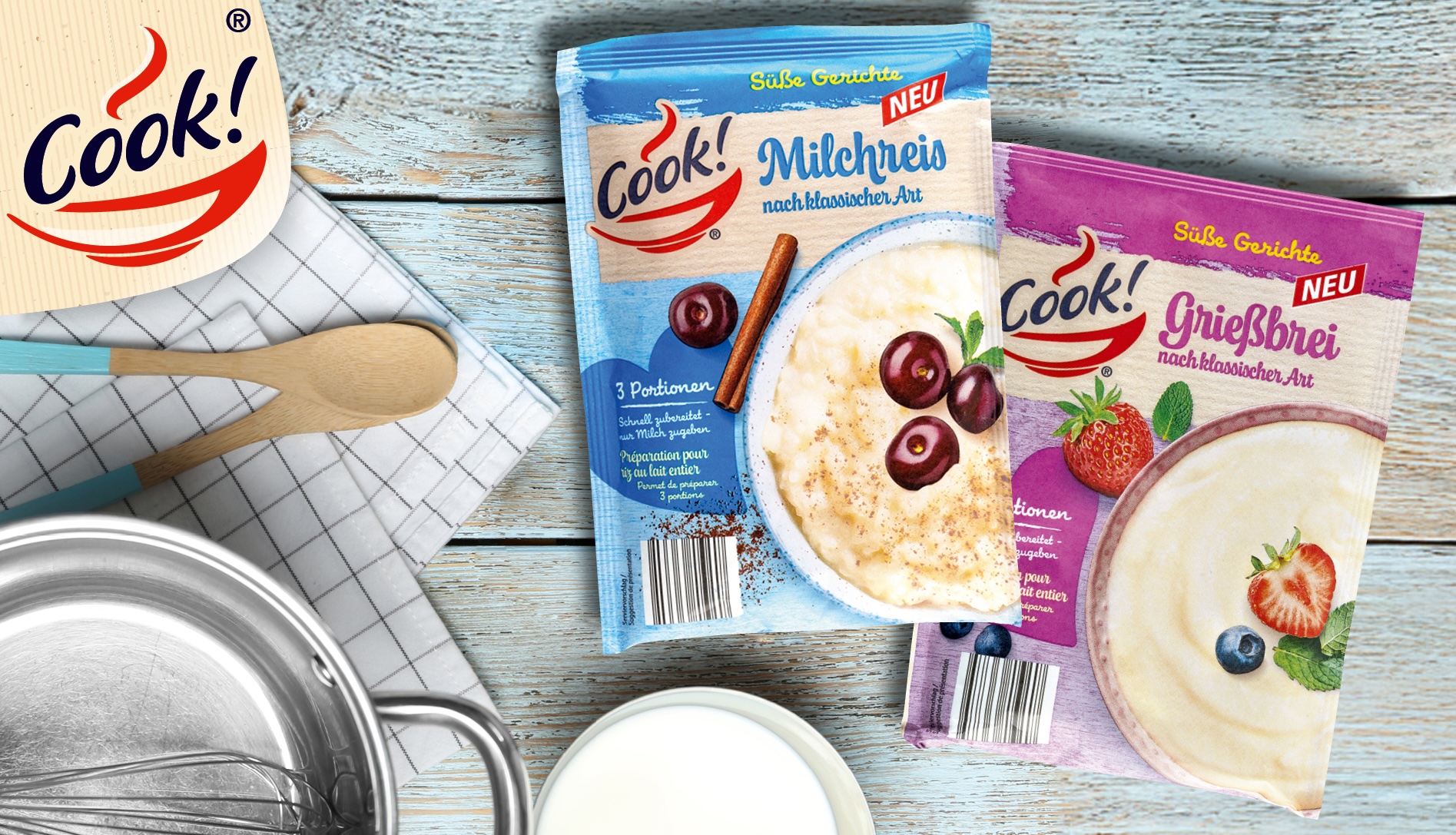 Friessinger M&uuml;hle is using recyclable NexPlus Advanced barrier paper to create a three side-sealed pouch for the cream of wheat and rice pudding products for European discount grocery chain NORMA.