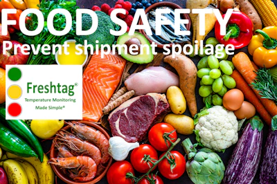 Freshtag food safety temperature monitoring logo with fresh produce and proteins