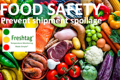 Freshtag food safety temperature monitoring logo with fresh produce and proteins