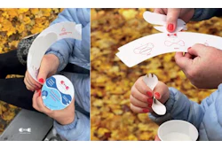 Finland's Ella Salminen won gold for ‘Ease,' which incorporates a cardboard utensil into the packaging label.