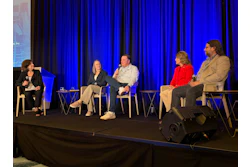 The panel included, from l. to r., Kate Eagles, APR, Anna Rajkovic, circular economy market manager, NOVA Chemicals, Billy Jefcoat, director of raw materials procurement, KW Plastics, Kristen Rinehart, VP/GM – recycling, Advanced Drainage Systems, Inc., and Paul Bahou, president of Global Plastics Recycling